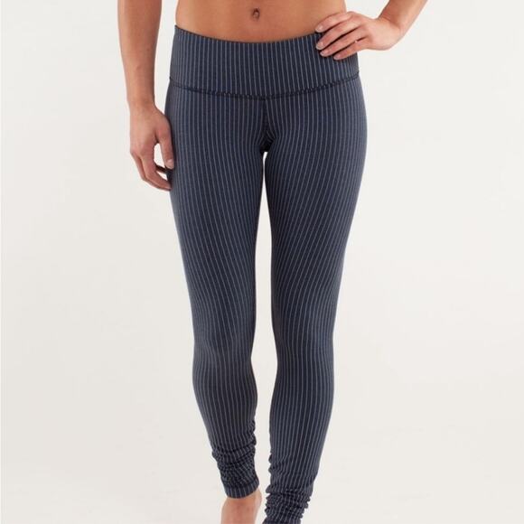 Lululemon Wunder Under Leggings Women’s Size 4 Pinstripe Athleisure Soft - Picture 1 of 8